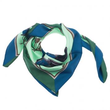 Pre Owned Hermes Green Les Voitures a Transformation Square Scarf