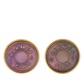 Pre Owned Hermès Clous De Selle Metal Pierced Earrings