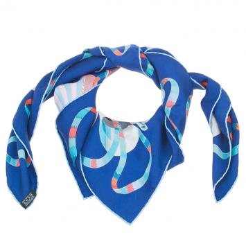 Pre Owned Hermes Blue Silk Point D'Orgue  Square Scarf