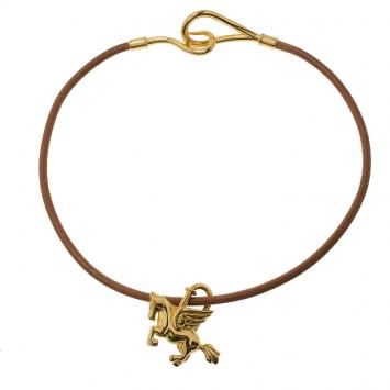 Pre Owned Hermès Pegasus Gold Plated Cadena Pendant Necklace