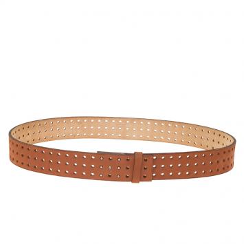 Pre Owned Hermes Brown Perforated Leather Figure Belt 90 CM