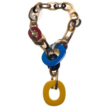 Pre Owned Hermes Duncan Buffalo Horn and Lacquered Wood Necklace