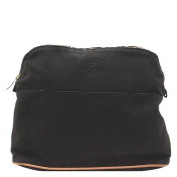 Pre Owned Hermes Black Toile Canvas Bolide Pouch