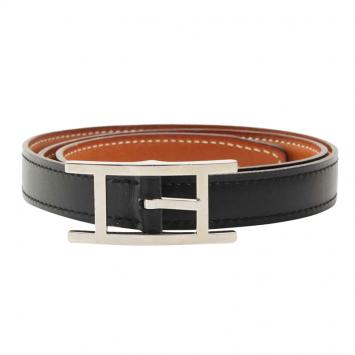 Pre Owned Hermes Black Leather Hapi Waist Belt 70CM