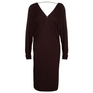 Pre Owned Hermes Burgundy Long Sleeve Dress M