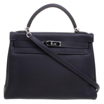 Pre Owned Hermes Graphite Togo Palladium Hardware Kelly Retourne 32 Bag