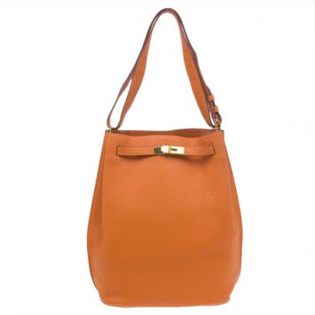 Pre Owned Hermes Orange Togo Leather Gold Hardware So Kelly 26 cm Bag