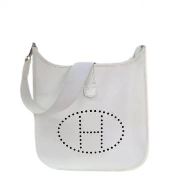 Pre Owned Hermes White Epsom Leather Evelyne I PM Messenger Bag