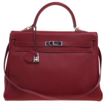 Pre Owned Hermes Ruby Togo Palladium Hardware Kelly Retourne 35 Bag