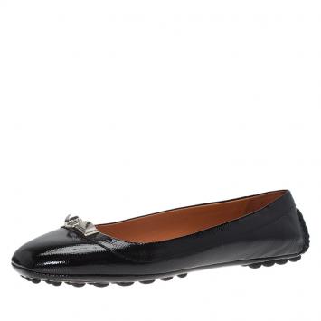 مملوكة مسبقًا Hermes Black Patent Liberty Ballet Flats Size 38