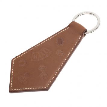 Pre Owned Hermes Brown Leather Tab Keychain