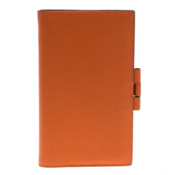 Pre Owned غطاء اجندة هيرمس فيجون شيفر ميسور جلد برتقالي