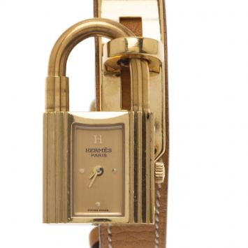 Hermes Gold Gold-Plated Stainless Steel Kelly Women's Wristwatch 20MM