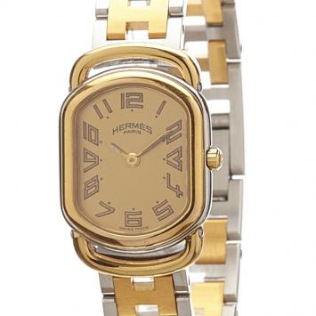 Pre Owned Hermes Gold Stainless Steel Gold Toned Rallye RA1.240 Women's Wristwatch 20MM