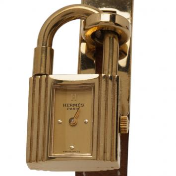 Hermes Gold Gold-Plated Stainless Steel Kelly Women's Wristwatch 20MM