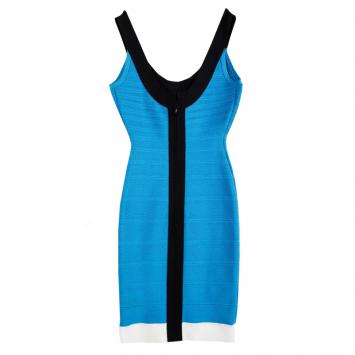 Pre Owned Herve Leger Atlantis Blue Tasha Bandage Dress XXS