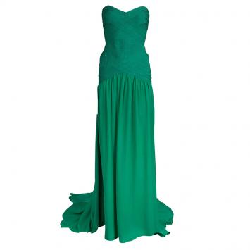 Pre Owned Herve Leger Green Long Bandage Gown S