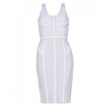 Pre Owned Herve Leger White Bandage Sleeveless Dress XS