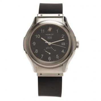 Pre Owned Hublot Black Stainless Steel MDM Power Reserve Women's Wristwatch 38MM