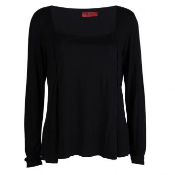 Pre Owned Hugo By Hugo Boss Black Knit  Square Neck Top M