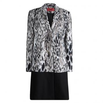 Pre Owned Hugo By Hugo Boss Monochrome Animal Print Coat M