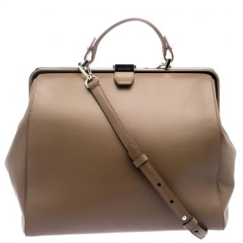 Pre Owned Hugo Boss Brown Leather Romy Top Handle Bag