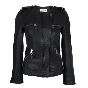 Pre Owned Isabel Marant Etoile Black Quilting Detail Leather Jacket S