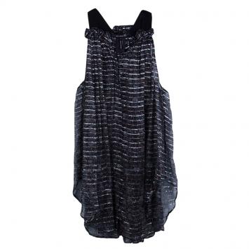 Pre Owned Isabel Marant Black Printed  Silk Sheer Sleeveless Top XS