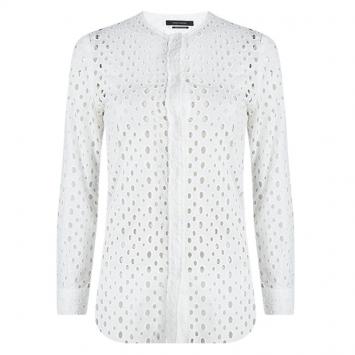 Pre Owned Isabel Marant White Cutout Eyelet Embroidered Cotton Blouse  S
