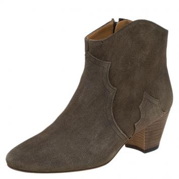 Pre Owned Isabel Marant Tan Brown Suede Dicker Ankle Boots Size 39