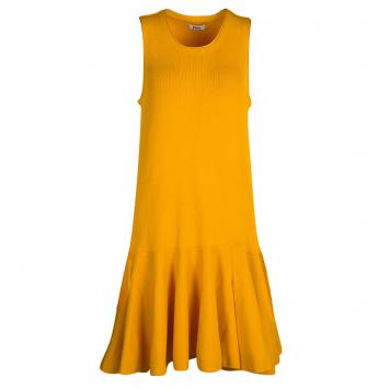 Pre Owned Issa Mango Yellow Knit Viola Fit and Flare Sleeveless Dress M