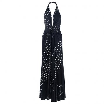 Pre Owned Issa London Monochrome Halterneck Maxi Dress M