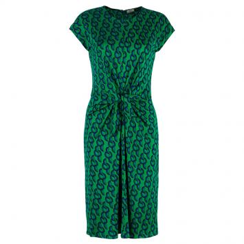 Pre Owned Issa Green Circle Print Silk Dress S