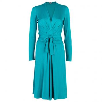 Pre Owned Issa Sea Blue Front Knot Detail Dress M