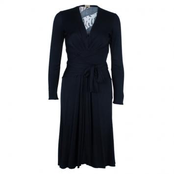 Pre Owned Issa Black Printed Silk Jersey Dress M