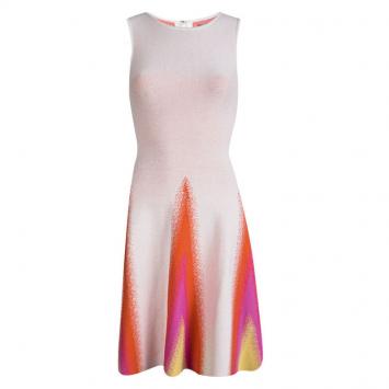 Pre Owned Issa Multicolor Pattern Knit Sleeveless Flared Dress XS
