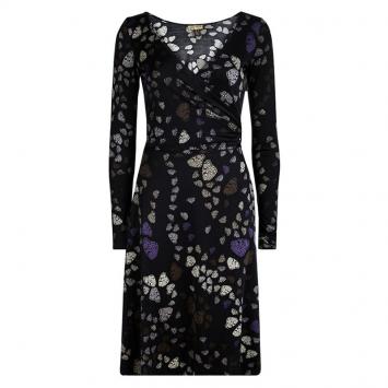 Pre Owned Issa London Black Butterfly Printed Silk Wrap Dress S