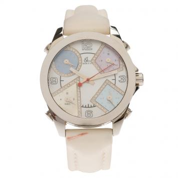 Pre Owned Jacob and Co. Mother of Pearl Stainless Steel Five Time Zone Women's Wristwatch 40MM