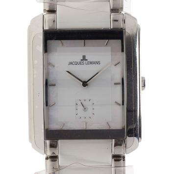 Pre Owned Jacques Lemans White Ceramic and Stainless Steel 1-1330 Women's Wristwatch 30MM