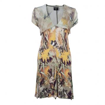 Pre Owned Jean Paul Gaultier Bird Print Silk Dress S