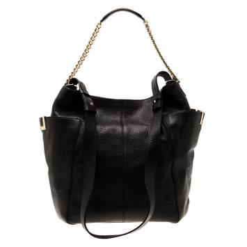 Pre Owned Jimmy Choo Black Pebbled Leather Anna Hobo
