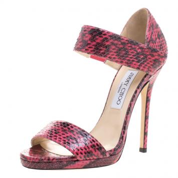 Pre Owned Jimmy Choo Pink Python Lee Sandals Size 39