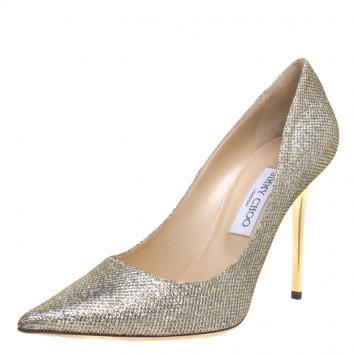 Pre Owned Jimmy Choo Gold Lamé Abel Pointed Toe Pumps Size 40.5