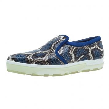 Pre Owned Jimmy Choo Blue Snakeskin Embossed Brooklyn Slip On Sneakers Size 40 