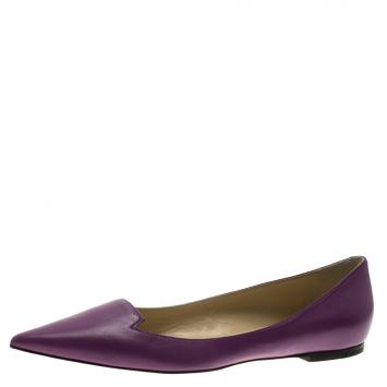 Pre Owned Jimmy Choo Purple Leather Attila Ballet Flats Size 41