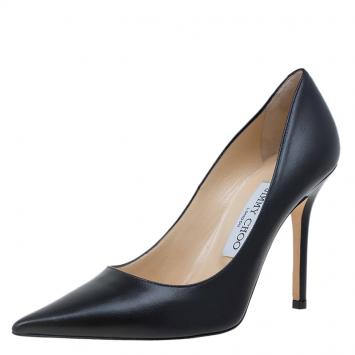 Pre Owned Jimmy Choo Black Leather Abel Pointed Toe Pumps Size 36