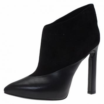 Pre Owned Jimmy Choo Black Leather and Suede Diad Ankle Boots Size 38