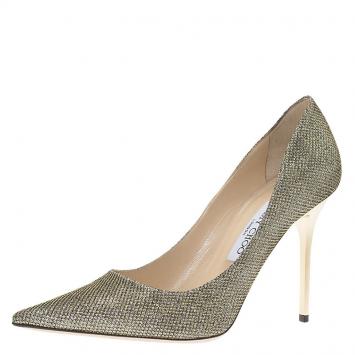Pre Owned Jimmy Choo Gold Lamé Abel Pointed Toe Pumps Size 39