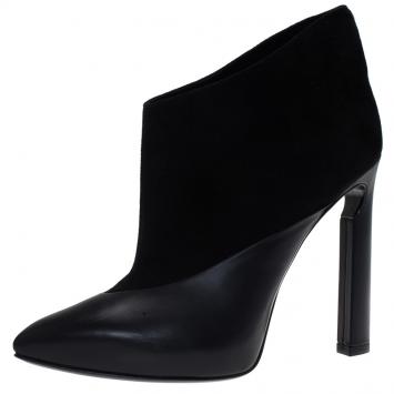 Pre Owned Jimmy Choo Black Leather and Suede Diad Ankle Boots Size 38.5