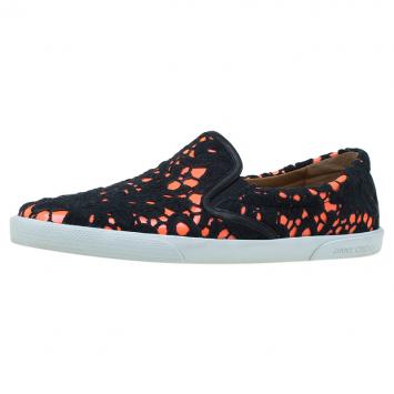 Pre Owned Jimmy Choo Black and Orange Demi Lace Slippers Size 39